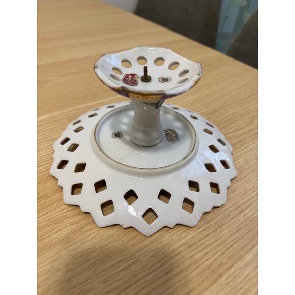 Lefton China Pedestal Plate VINTAGE - Picture 8 of 8